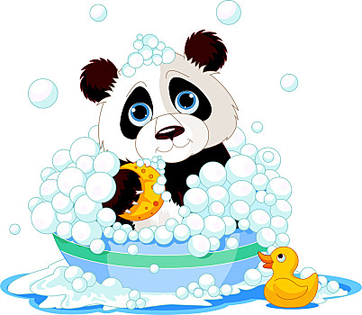 熊猫,沐浴,可爱,肥皂