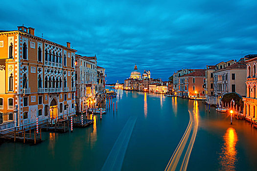 大运河,夜晚,威尼斯,意大利威尼斯人酒店大教堂,圣马利亚,行礼,威尼斯