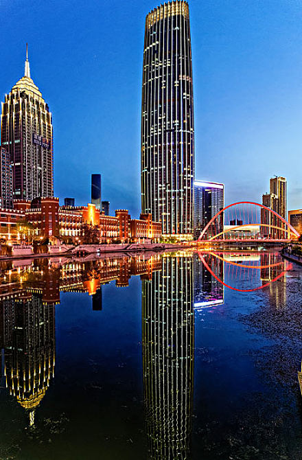 天津海河城市夜景_高清图片_全景视觉
