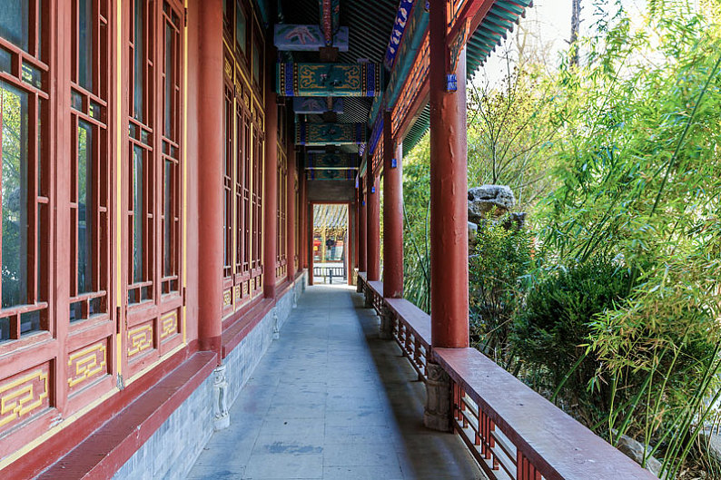 中式回廊建筑,山东省台儿庄古城内建筑_高清图片_全景视觉