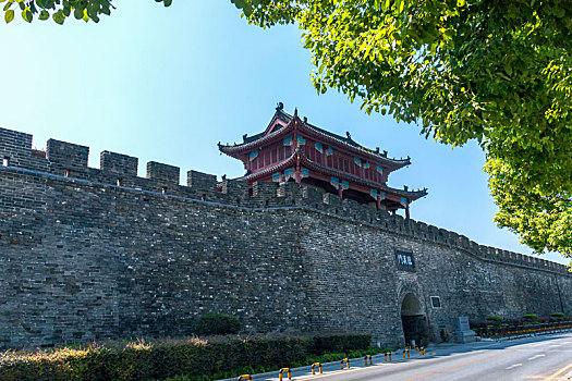 湖北襄阳古城临汉门侧视图