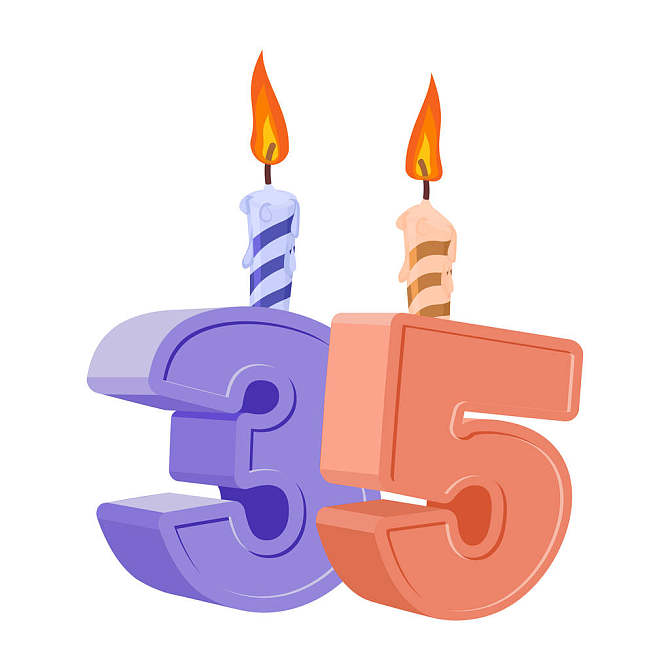35岁_生日_数字_喜庆_蜡烛_假日_蛋糕_30多岁_五个