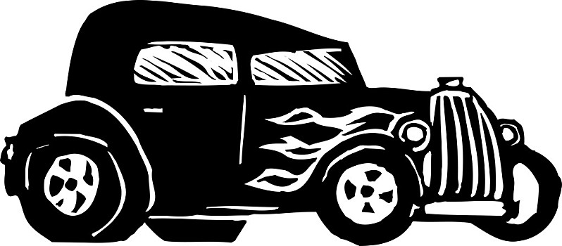 韦格特汽车,插画,改装车,黑白