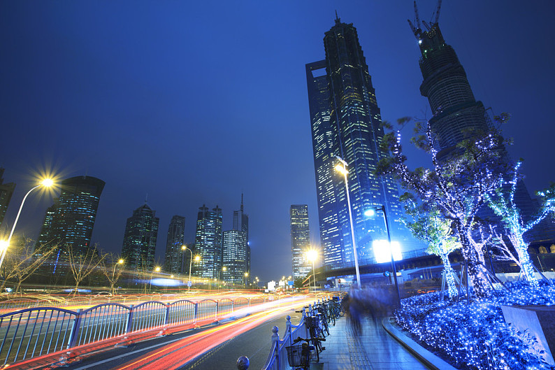 街景_世纪_道路_上海_陆家嘴_夜晚_中国_高清图片_全景视觉