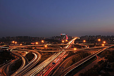 北京四环路四惠立交桥夜景_高清图片_全景视觉