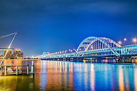 杭州钱江四桥复兴大桥夜景杭州钱江四桥复兴大桥夜景杭州钱塘江风光