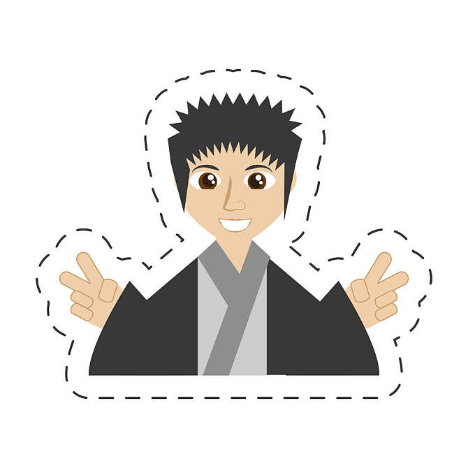 头像_日本人_男人_穿_传统_传统服饰_矢量_插画_高清