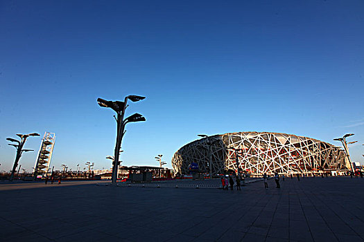 北京,全景,鸟巢,国家体育场,蓝天,奥运会,奥林匹克公园,地标,建筑