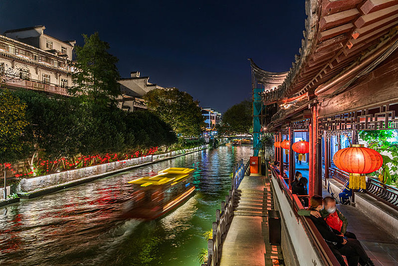 南京秦淮河风景区夜景_高清图片_全景视觉