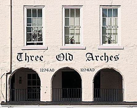 13世纪,三个,老,拱,建筑,样板,店面,英格兰