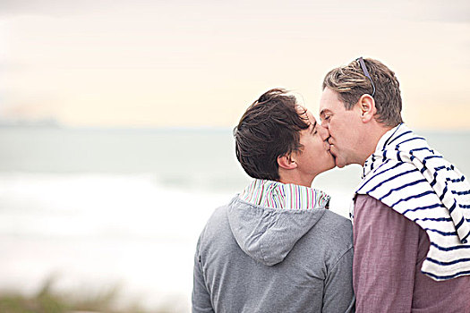 同性恋,亲吻,海滩