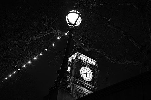靠近,钟楼,光亮,黄昏,大本钟,议会大厦,威斯敏斯特,伦敦,英格兰