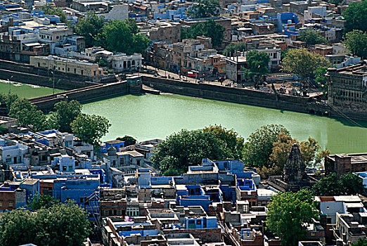 蓝色,房子,婆罗门,拉贾斯坦邦,印度,亚洲