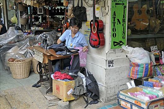 女裁缝,工作,街道,曼谷,泰国,亚洲