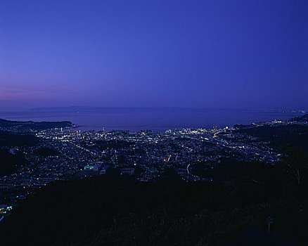 夜景,山