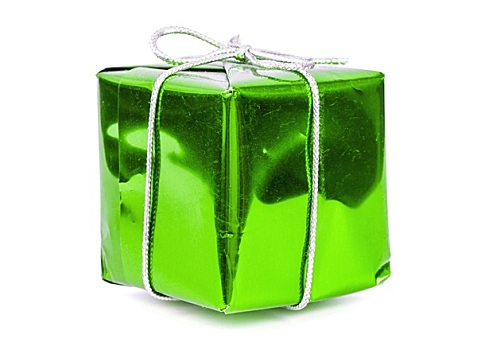 绿色,礼盒,银,丝带