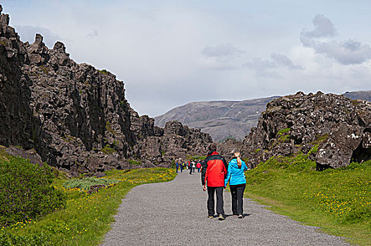 冰岛,南,区域,远足,裂隙,山