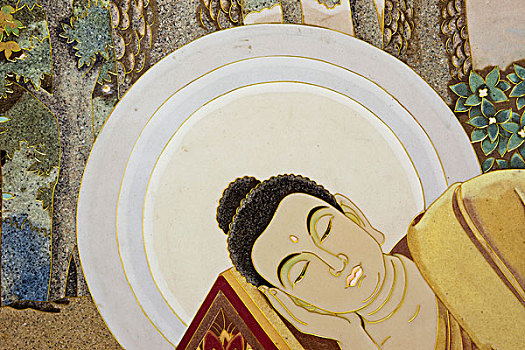 壁画,生活,佛,西部,寺院,香港,中国