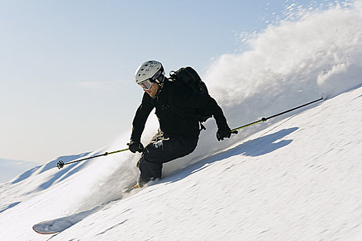 边远地区,滑雪者,滑雪,粉末,阿拉斯加