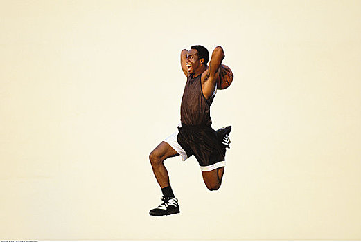 男人,跳跃,空中,篮球