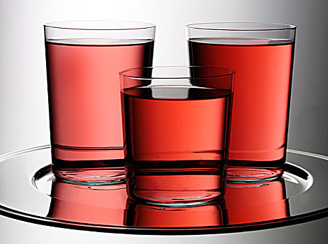 三个,玻璃杯,蔓越莓汁,奢华