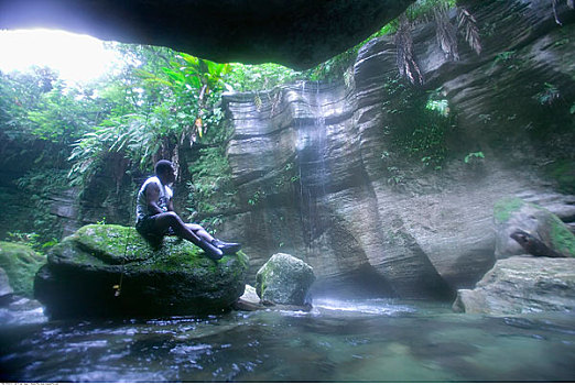 河,跑,千禧年,洞穴,瓦努阿图