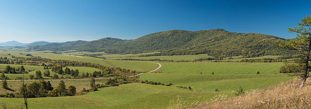 道路,山