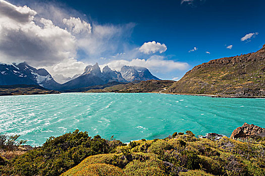 智利,麦哲伦省,区域,托雷德裴恩国家公园,拉哥裴赫湖,俯视图