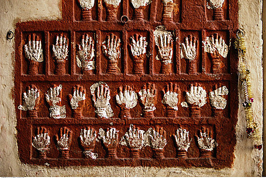 手,印记,梅兰加尔古堡,拉贾斯坦邦,印度