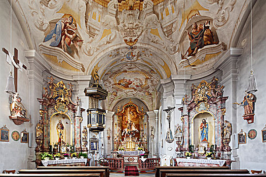 天主教,教堂,上巴伐利亚,巴伐利亚,德国,欧洲