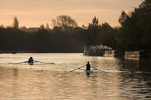 英格兰,牛津,划船,练习,泰晤士河