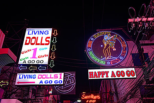 霓虹灯,步行街,芭提雅,泰国,亚洲