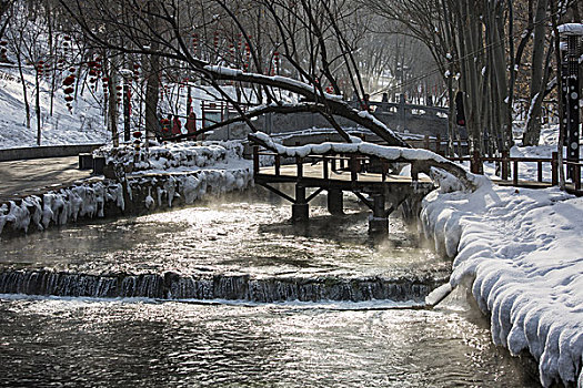 冬日雪景与流水