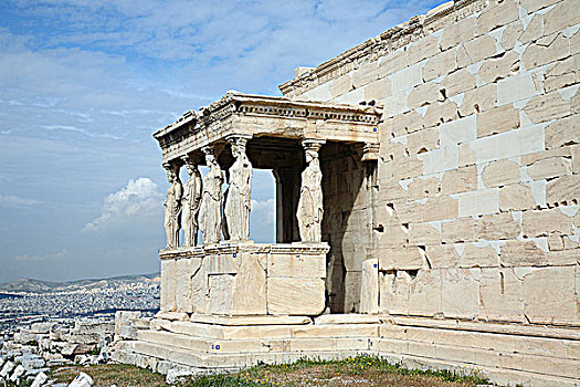 门廊,伊瑞克提翁神庙,卫城,雅典,希腊