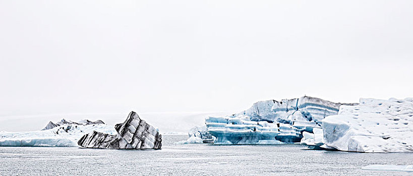 冰块,冰河,深,黑沙,冰岛