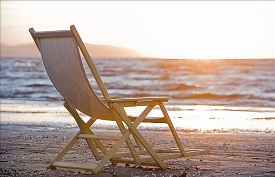 太阳椅,海滩,晚上,太阳,瑞典