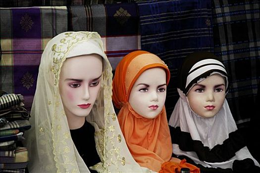 穿,穆斯林,头部,围巾