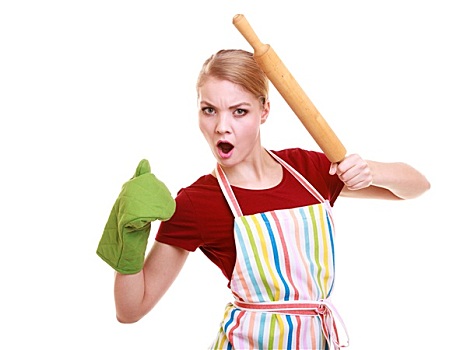 有趣,主妇,厨裙,烤炉,连指手套,擀面杖,隔绝