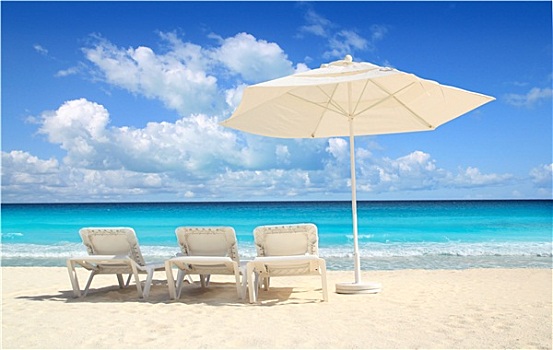 加勒比,沙滩伞,白色,伞,吊床