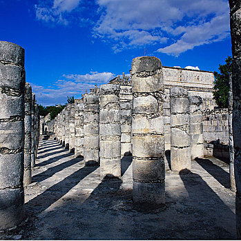 广场,柱子,武士神庙,奇琴伊察,尤卡坦半岛,墨西哥