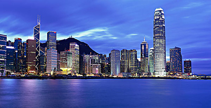 湾仔,天际线,黄昏,香港