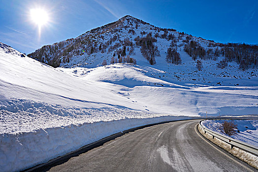 滑雪区,道路,雪,韦斯卡,比利牛斯山脉,西班牙