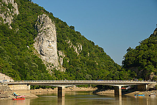 国王,纪念建筑,雕刻,石头,风景,多瑙河,游船,铁门,国家公园,塞尔维亚,欧洲