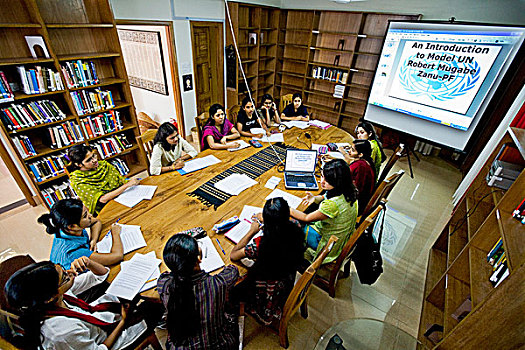 志愿者,模型,联合国,会议,亚洲,大学,女人用品,孟加拉,七月,2008年