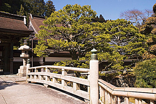石桥,入口,日本寺庙,高野山,和歌山,日本