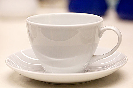 一套白色的陶瓷茶杯和茶碟