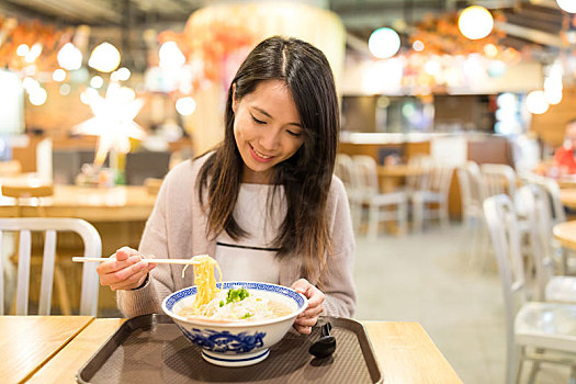 女人,吃,餐馆