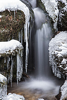米拉,瀑布,冰,冬天,长时间曝光,下奥地利州,奥地利,欧洲