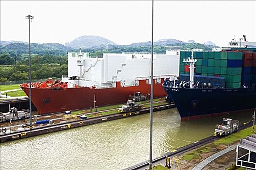 集装箱船,商业码头,巴拿马运河,巴拿马