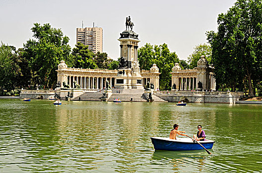旅游,船,正面,纪念建筑,公园,马德里,西班牙,伊比利亚半岛,欧洲